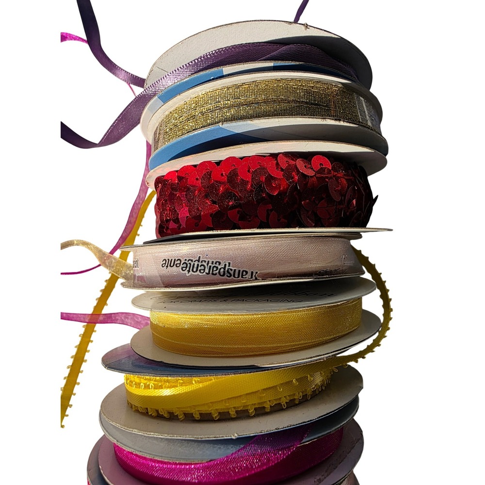 Mixed Ribbon Lot Essentials Ribbon Trends Simplicity Sequin Organdy 14pc A5 - Picture 8 of 16